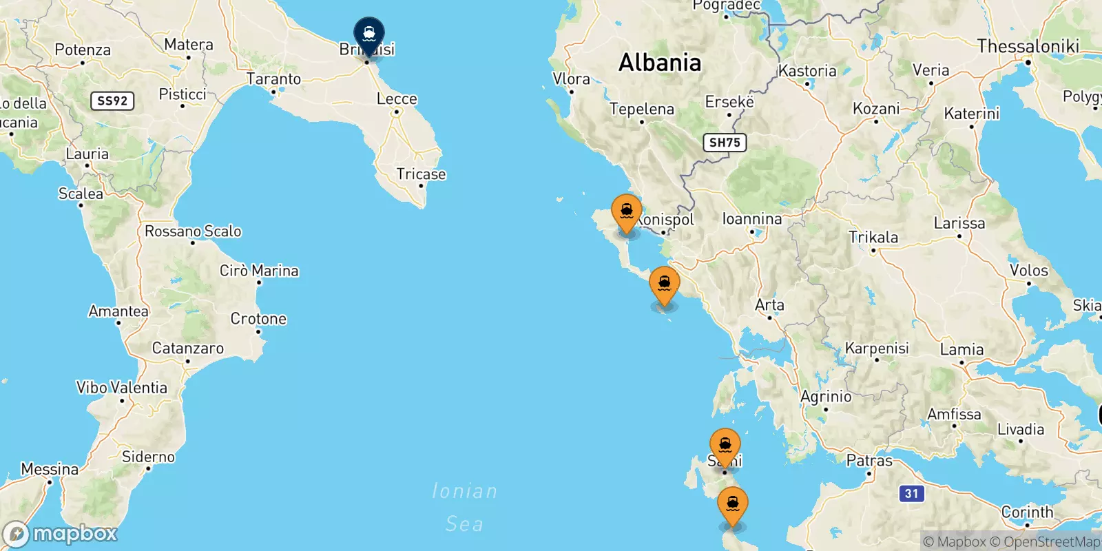 Traghetti dalle Isole Ionie per Brindisi