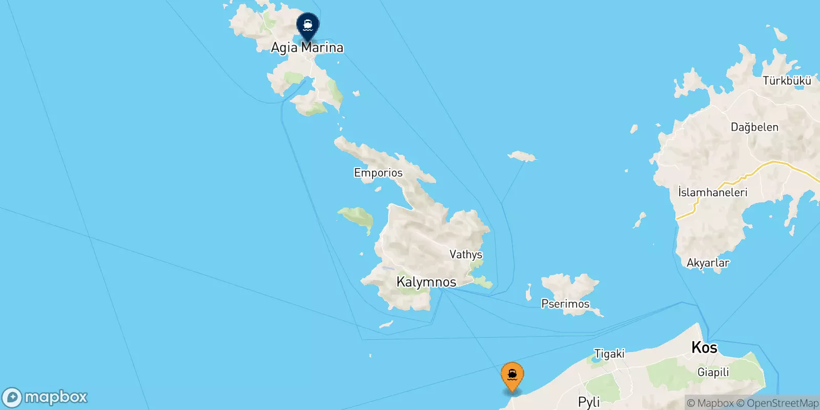 Traghetti da Mastihari (Kos) per Agia Marina (Leros)