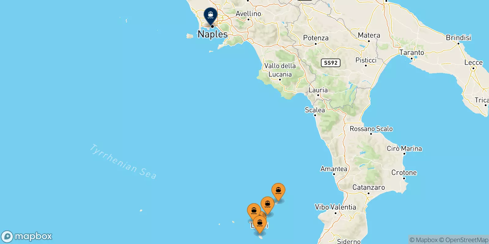 Traghetti dalle Isole Eolie per Napoli Mergellina