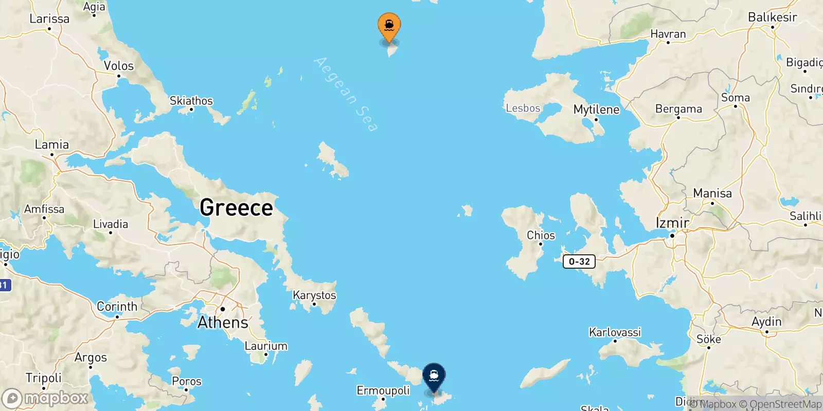 Traghetti da Agios Efstratios per Mykonos