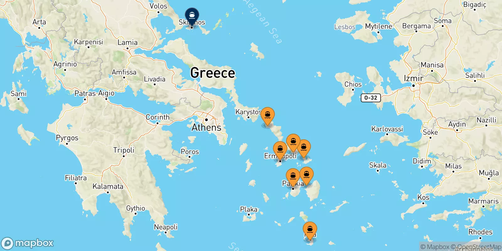 Traghetti dalle Isole Cicladi per Skiathos