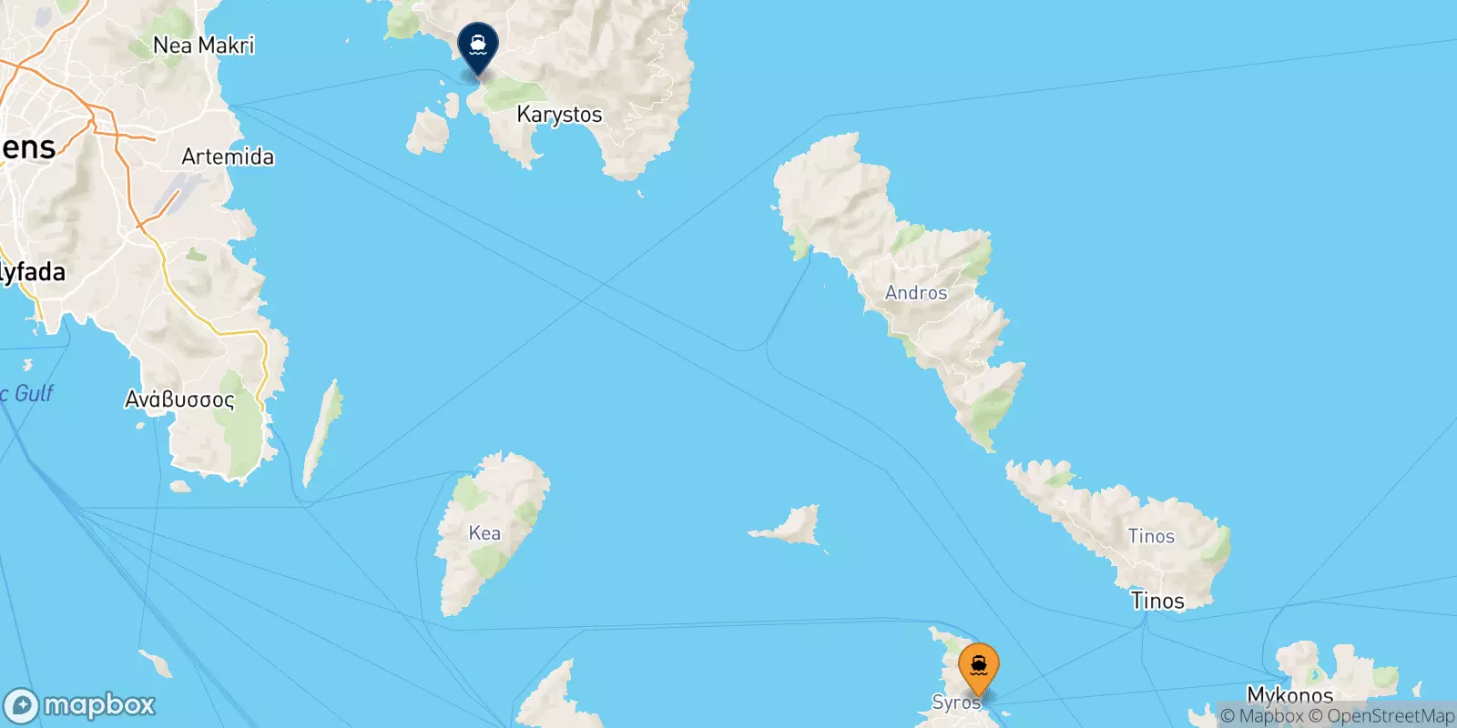 Traghetti da Syros per Karystos