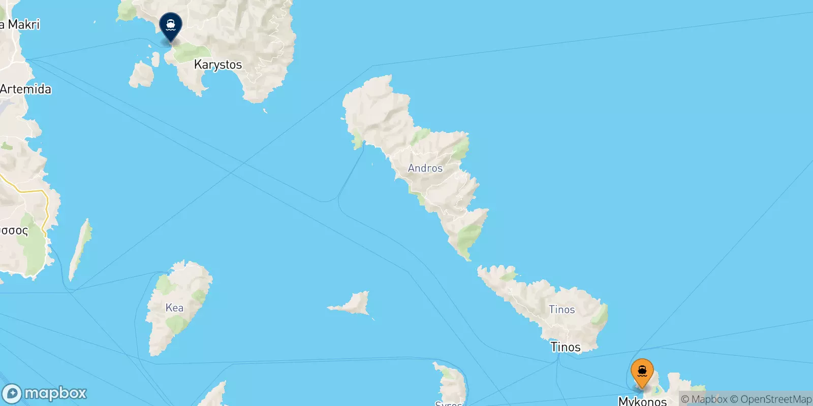 Traghetti da Mykonos per Karystos