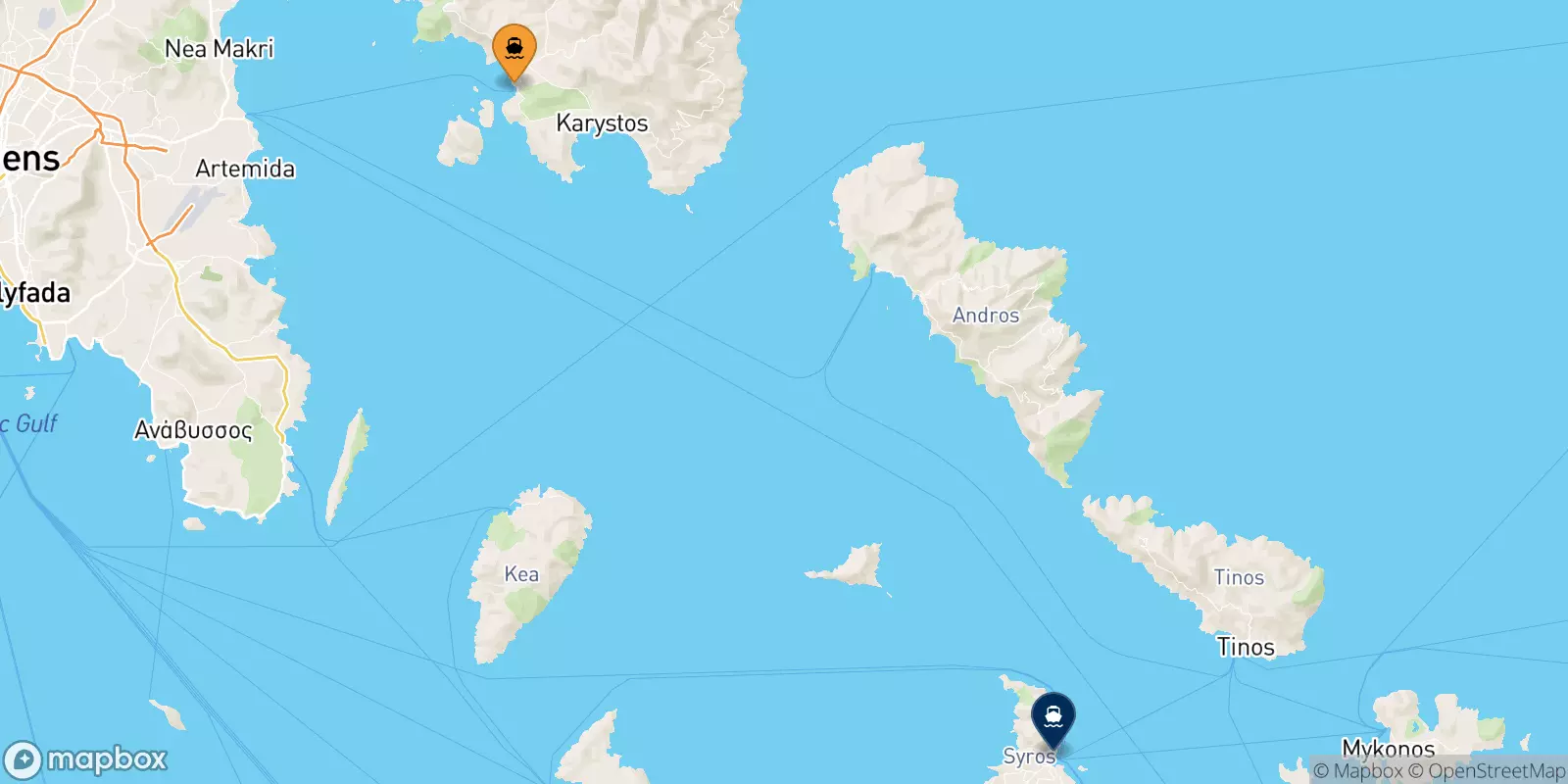 Traghetti da Karystos per Syros