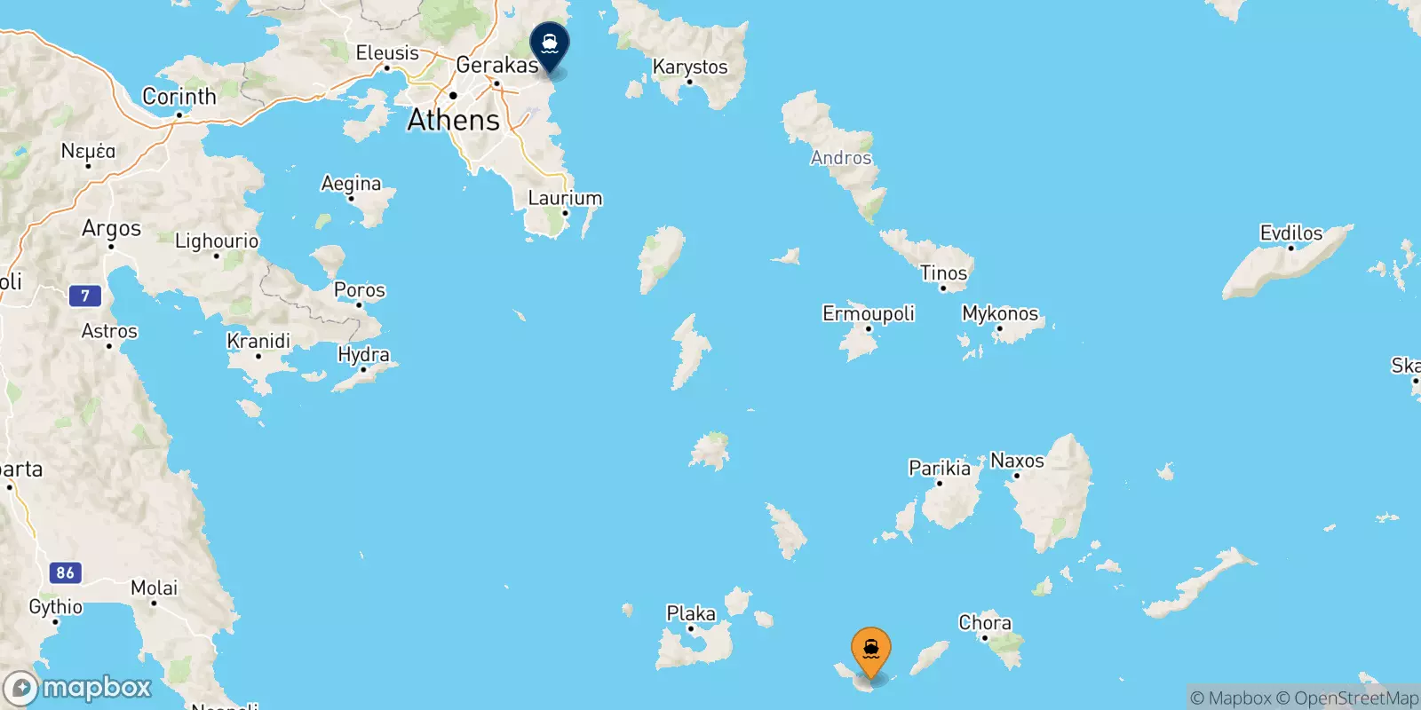 Traghetti da Folegandros per Rafina