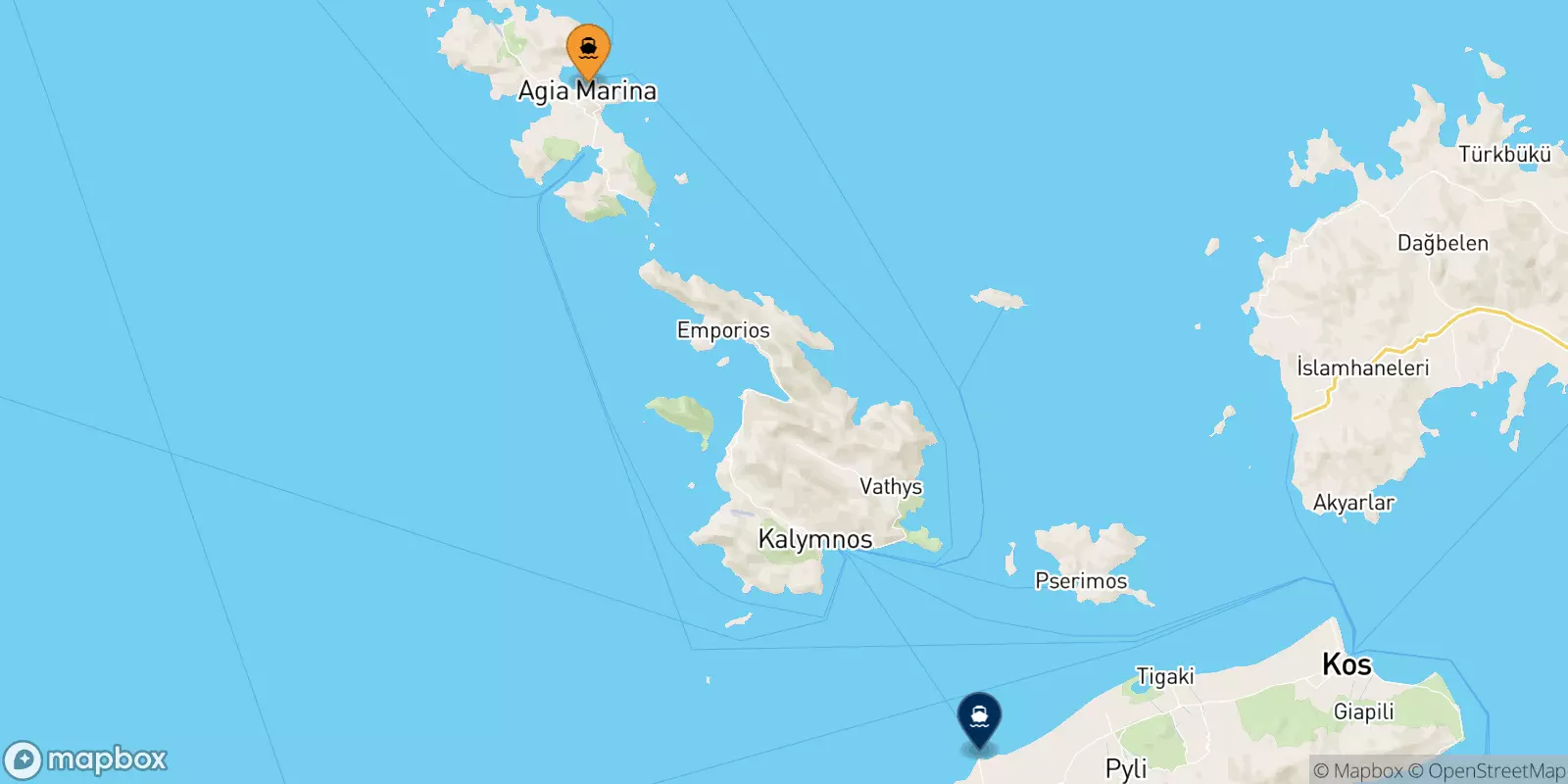 Traghetti da Agia Marina (Leros) per Mastihari (Kos)