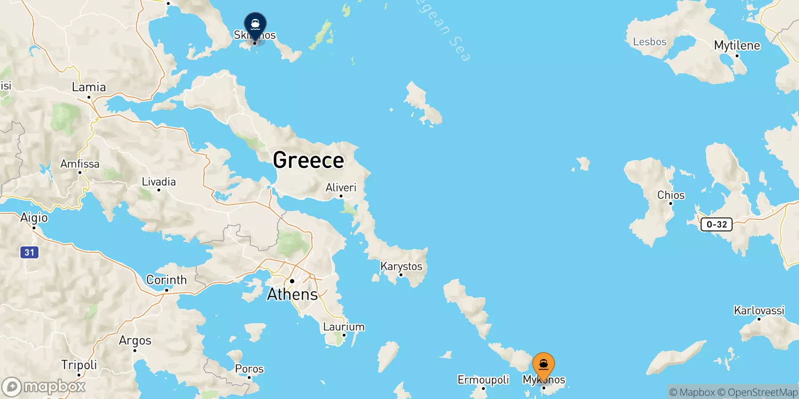 Traghetti da Mykonos per Skiathos