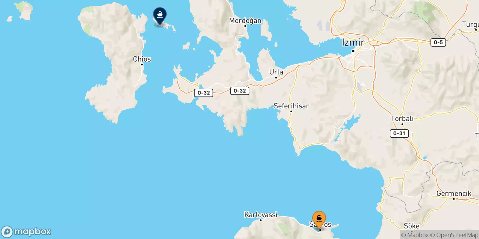 Traghetti da Vathi (Samos) per Inousses