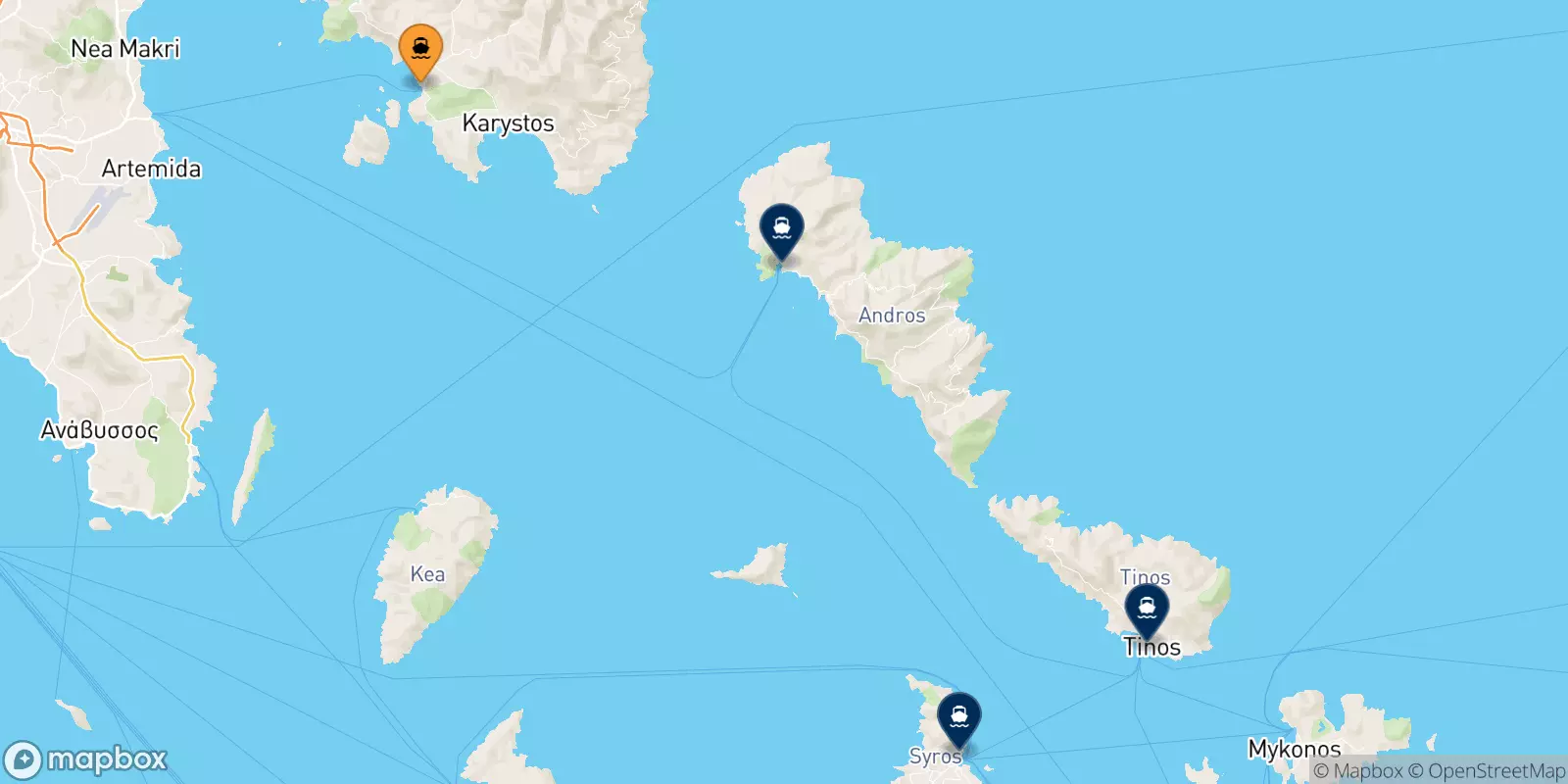 Traghetti da Marmari per le Isole Cicladi