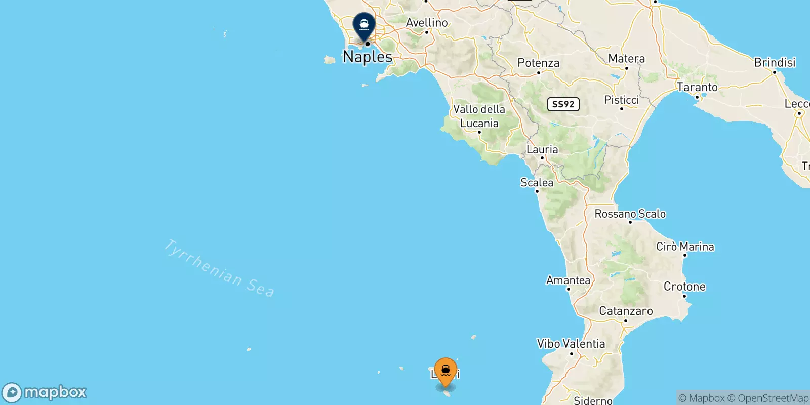 Traghetti da Vulcano per Napoli Mergellina