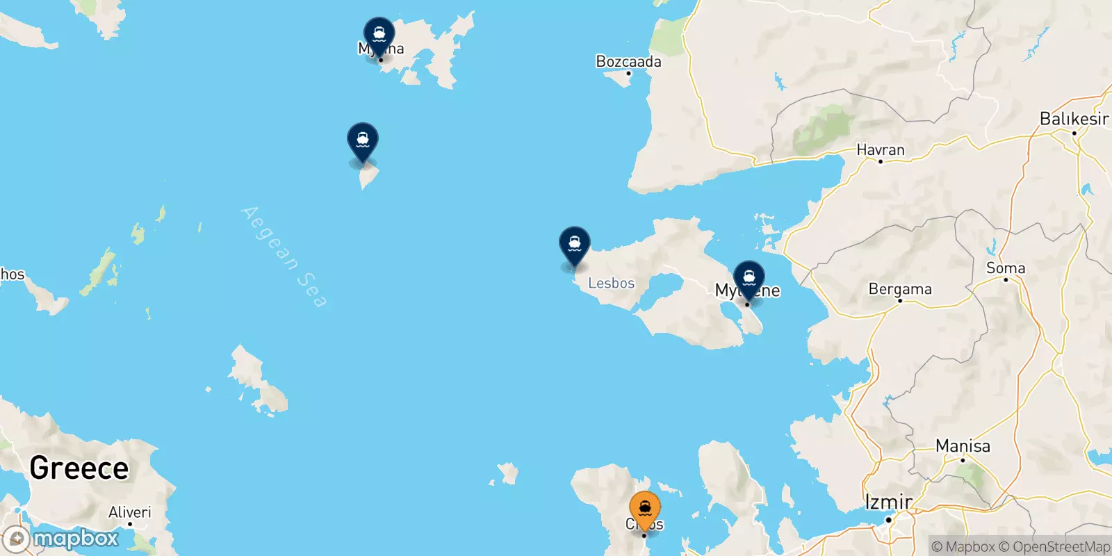 Traghetti da Mesta Chios per le Isole Egeo Nord Orientale