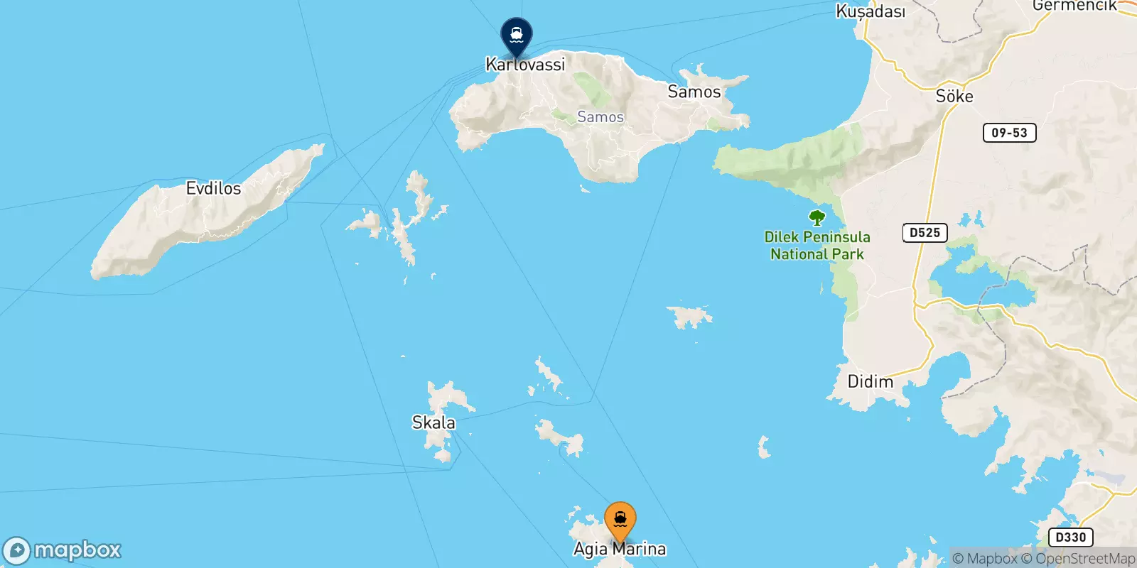 Traghetti da Agia Marina (Leros) per le Isole Egeo Nord Orientale