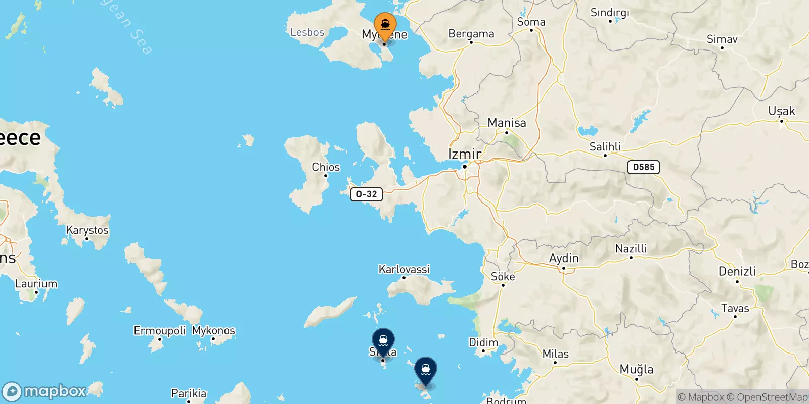 Traghetti da Mitilini (Lesvos) per le Isole Dodecaneso