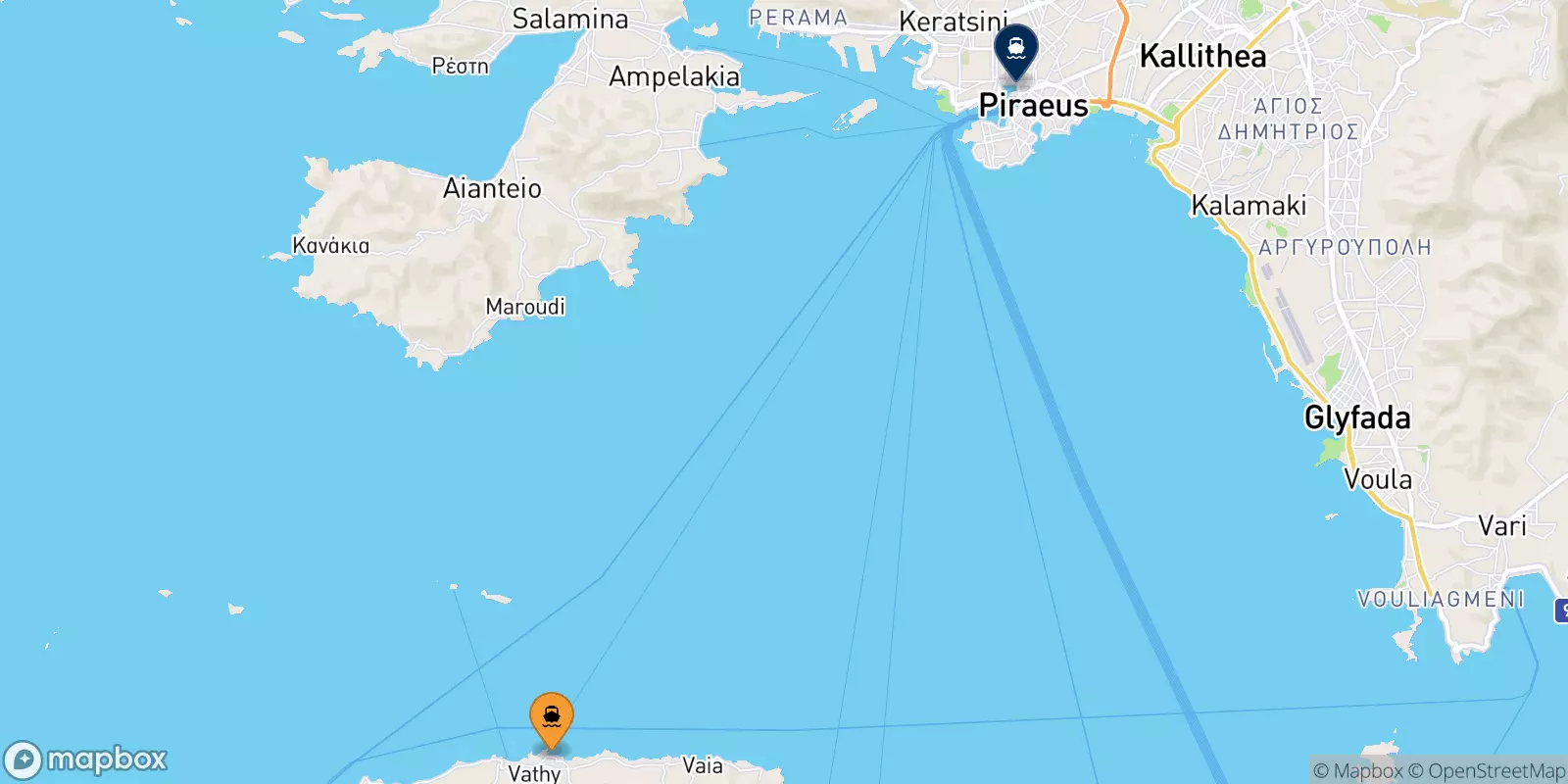 Traghetti da Souvala (Aegina) per Pireo