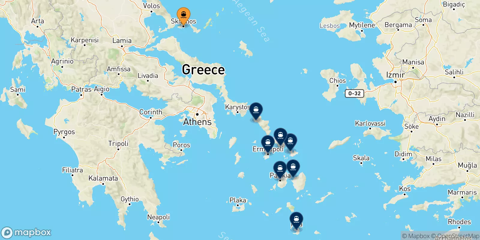 Traghetti da Skiathos per le Isole Cicladi