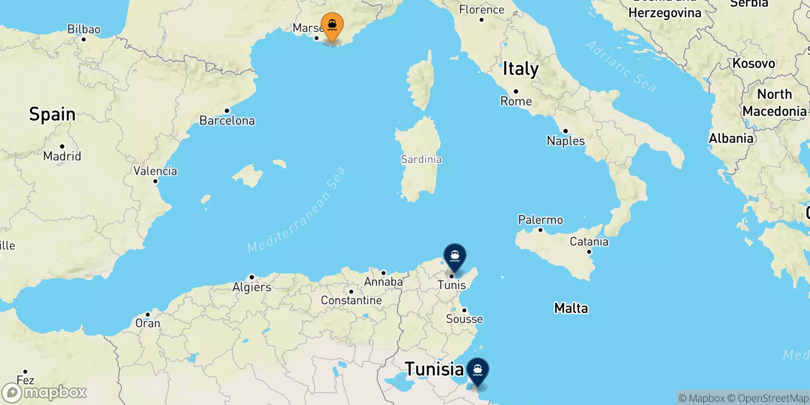 Traghetti da Tolone per la Tunisia