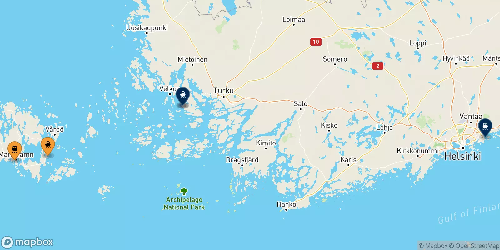 Traghetti dalle Isole Aland per la Finlandia