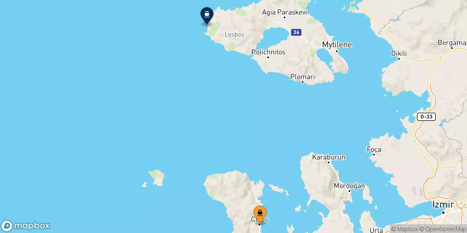 Traghetti da Chios per Sigri (Lesvos)