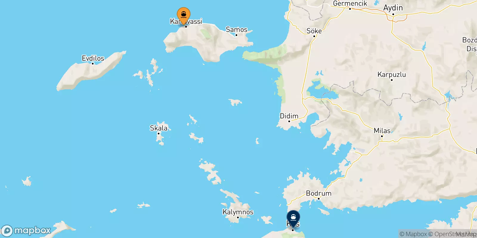 Traghetti da Karlovassi (Samos) per Kos