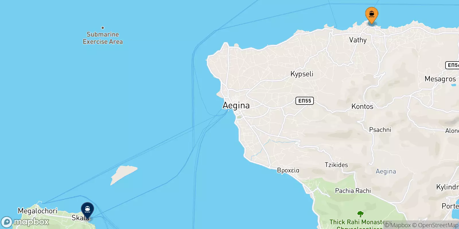 Traghetti da Souvala (Aegina) per Agistri