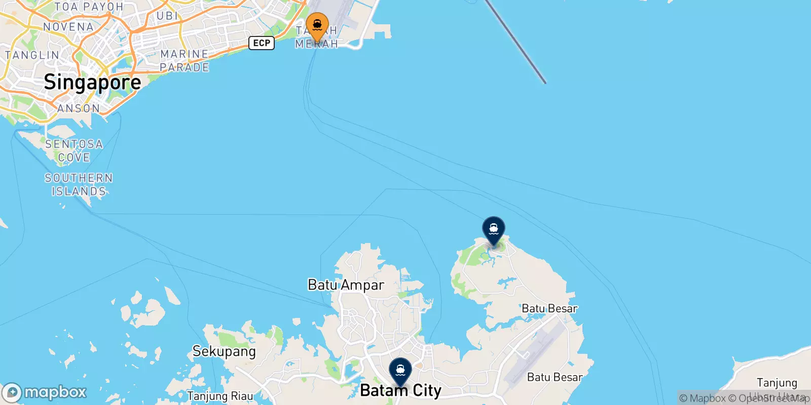 Traghetti da Tanah Merah per il Batam