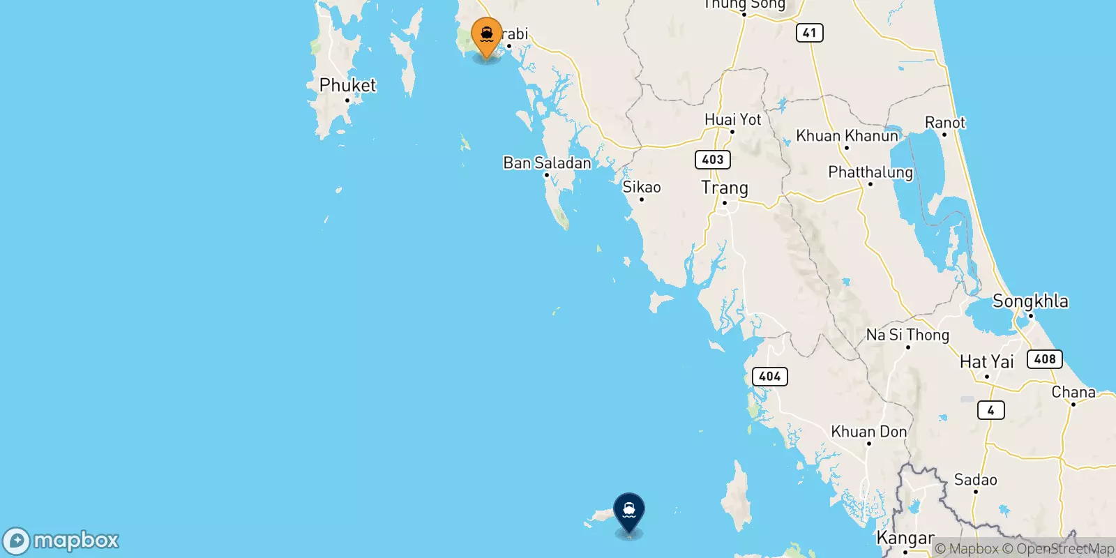 Traghetti da East Railay Bay Beach (Floating Pier) per Koh Lipe (Bundhaya Pier)