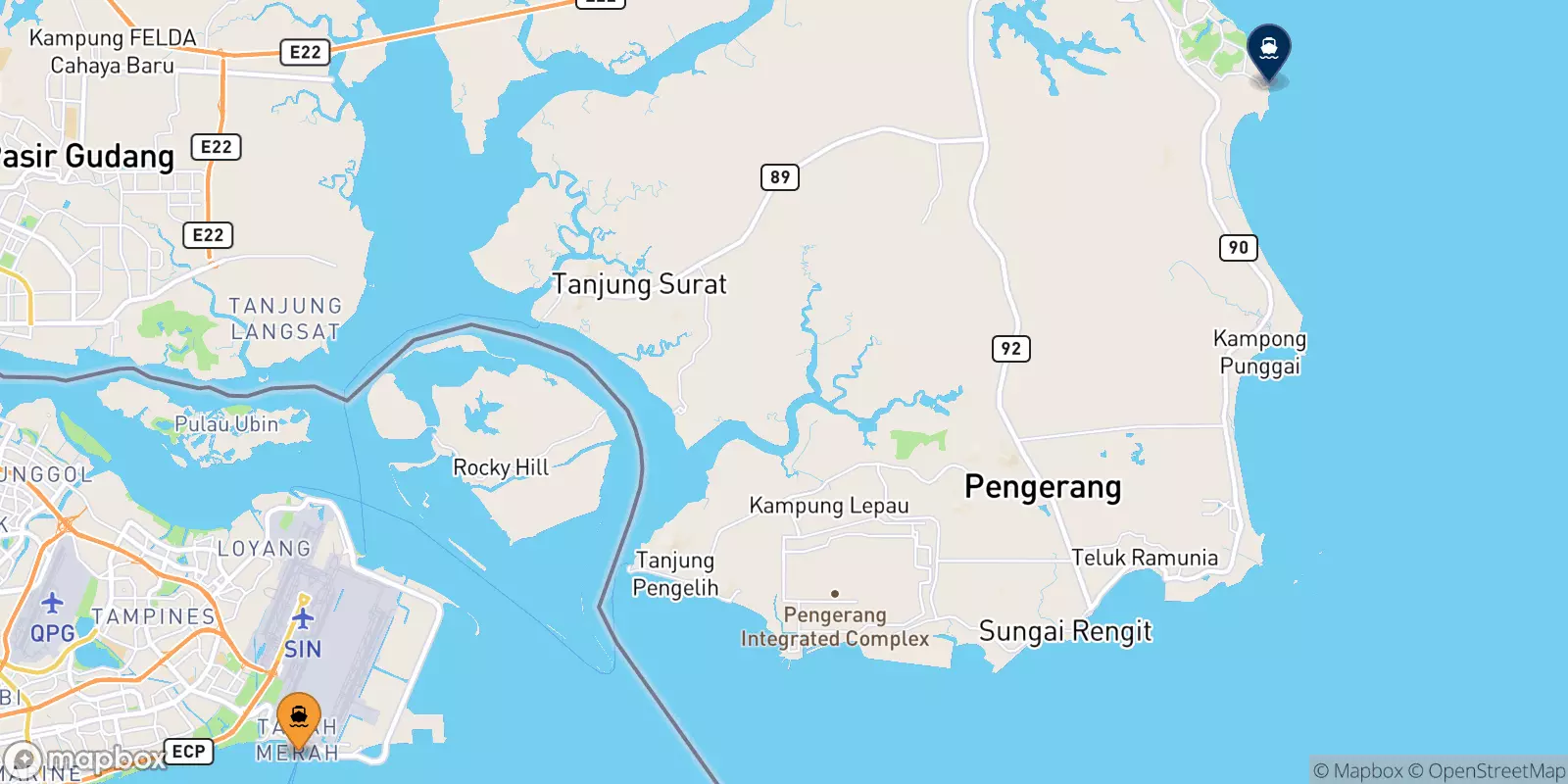 Traghetti da Singapore per Desaru